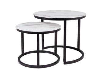 Комплект столиків Signal Atlanta C  ефект кераміки білий/чорний  