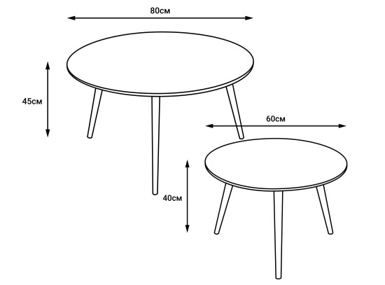 Комплект столиків Signal Kora D FI80/FI60 ефект кераміки білий мат/чорний мат  
